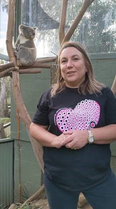 CEO Lucinda Barry with Koala for Tribute to Life