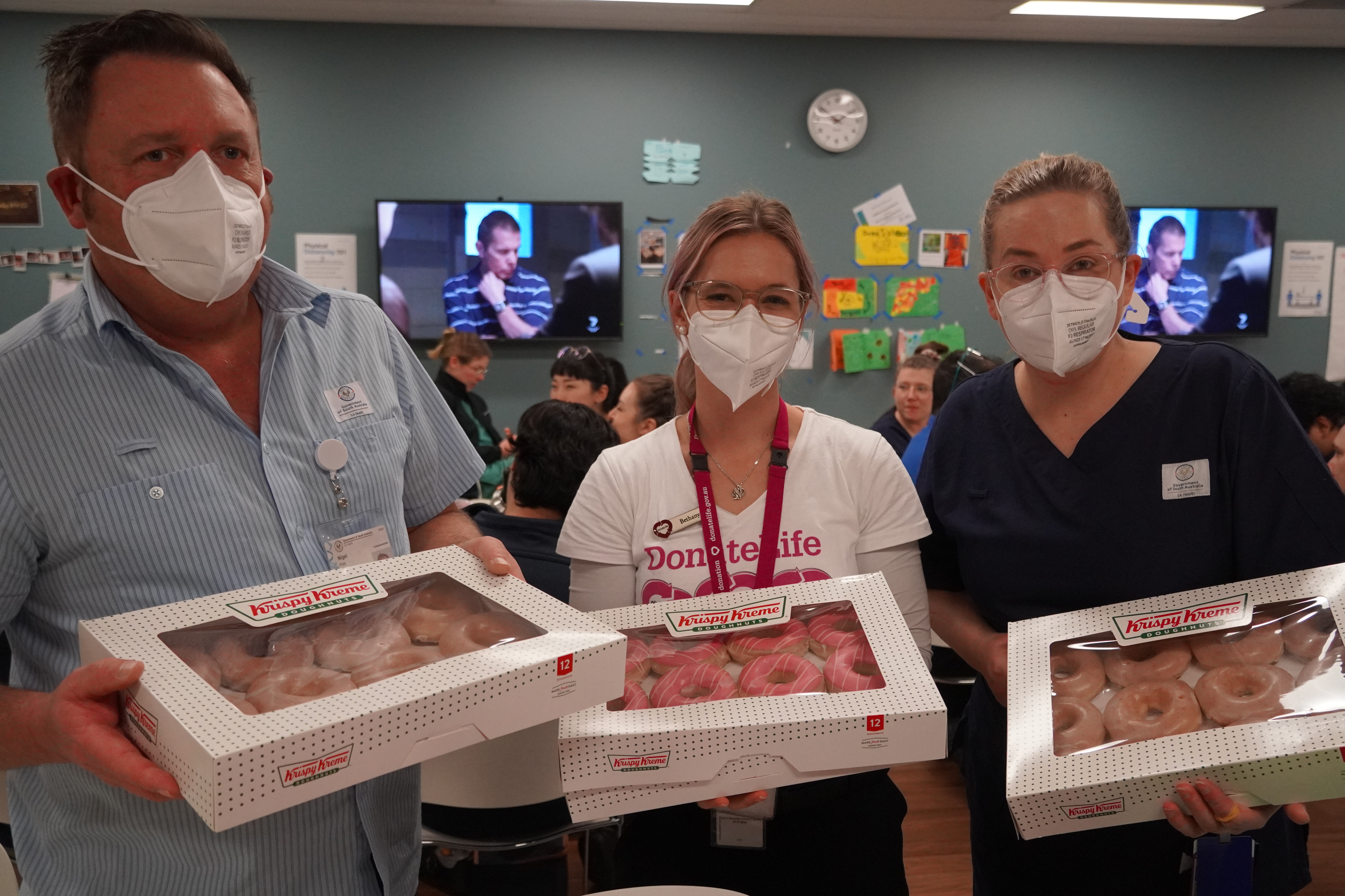 SA DSNC’s Nigel Palk, Bethany Frith and Amanda Stewart at Hospital Donut Day