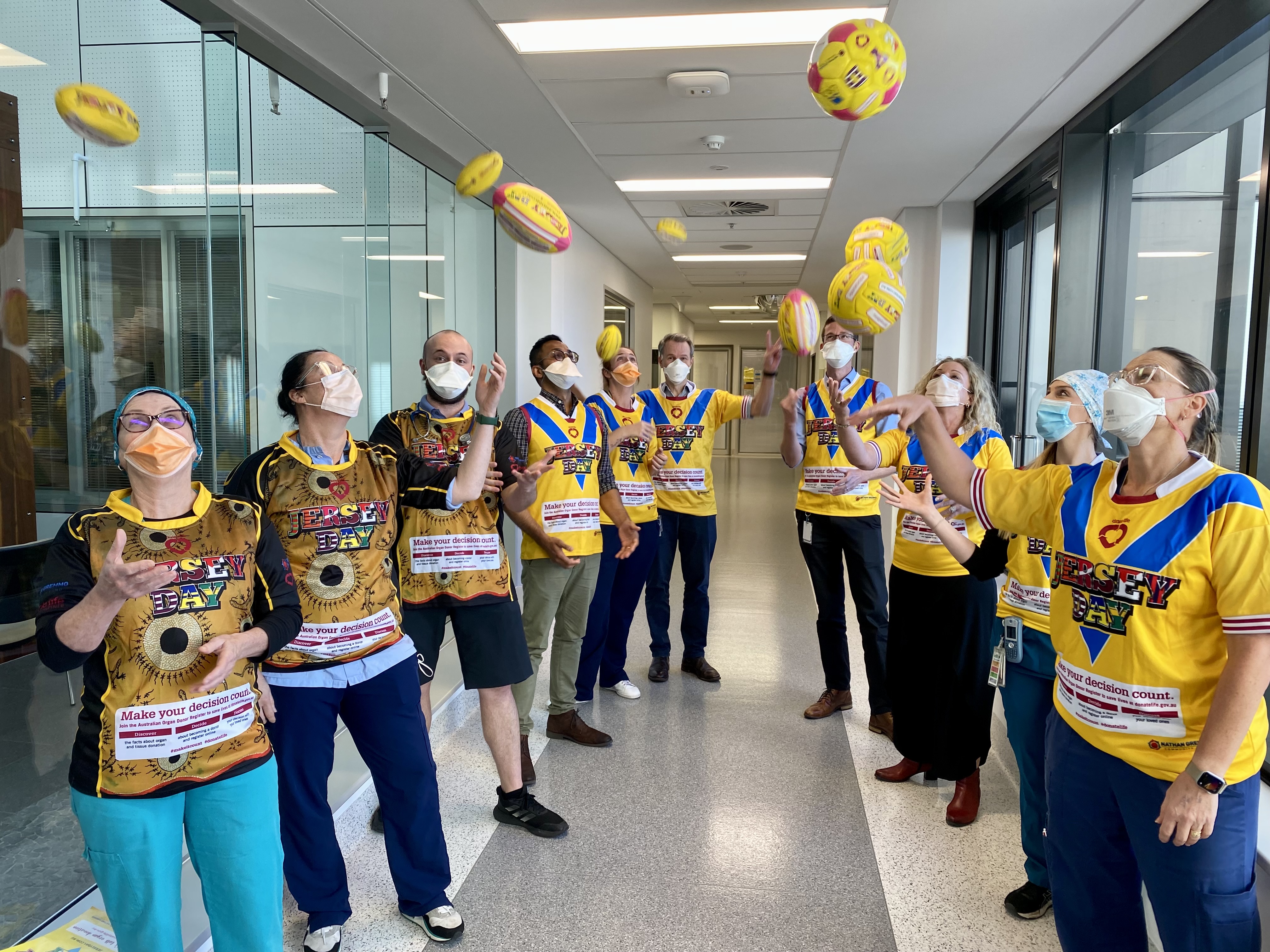 Gold Coast University Hospital ICU team celebrate Jersey Day