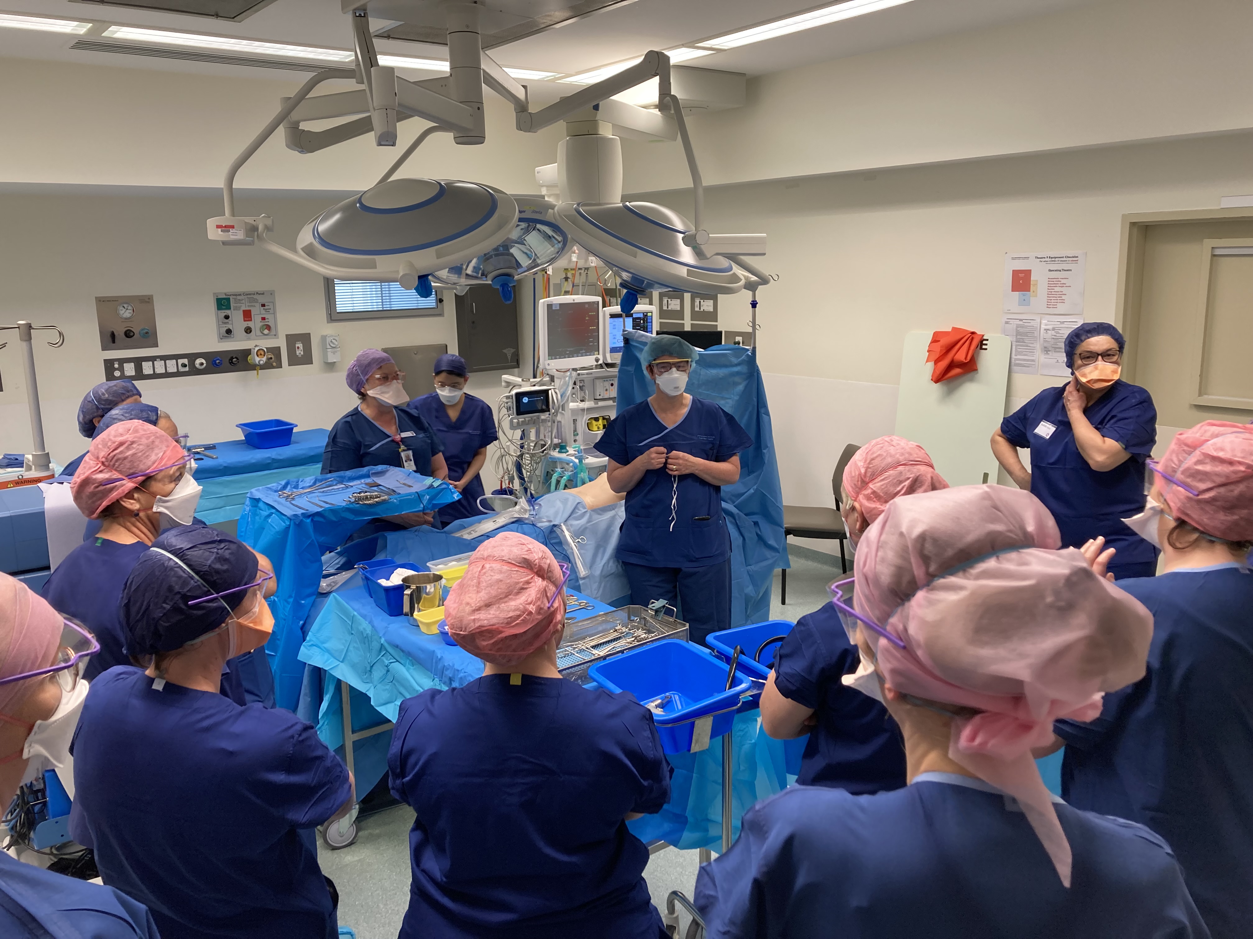 Photo of peri-operative workshop in Tasmania with nurses in scrubs