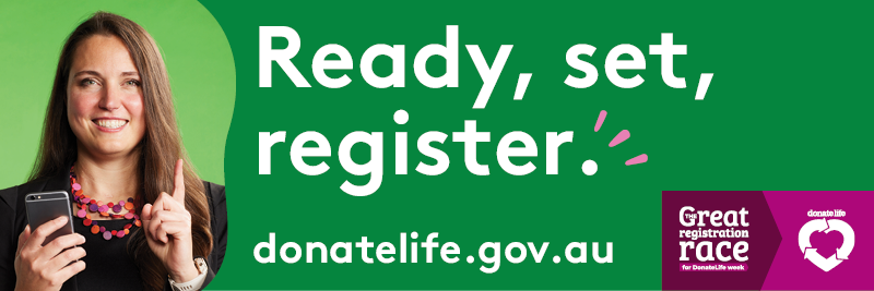 Donate Life Week Ready Set Register banner in green