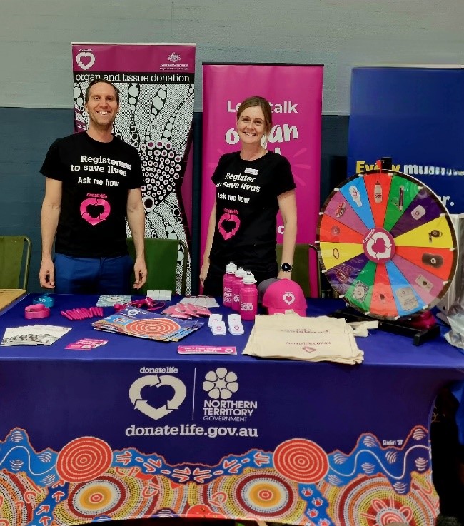 Photo of Donatelife staff Leigh and Shan at the Welcome to Tindal display 