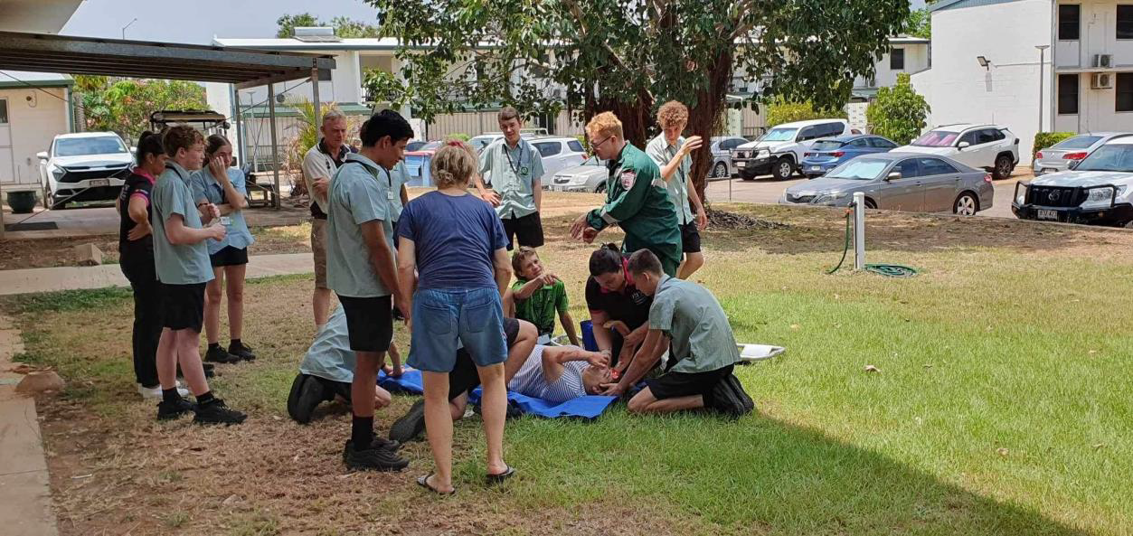 High school students take part in a practical simulation during the Prevent Alcohol and Risk-Related Trauma in Youth (P.A.R.T.Y) program.