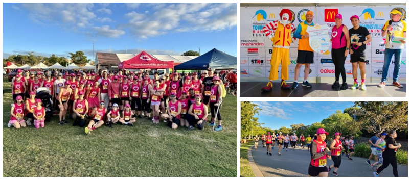 (Photo 1 - QLD_Townsville Running Festival (13)) A group shot of the 74 runners on team DonateLife for the Townsville Running Festival.  Photo 2 - QLD_Townsville Running Festival (4): Team DonateLife runners taking part in the Townsville Running Festival.  Photo 3 - QLD_Townsville Running Festival (15): Successful Team DonateLife runners receiving a Townsville Running Festival award. 