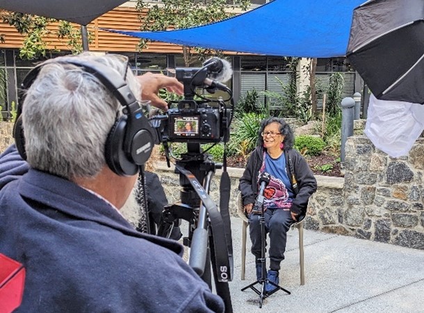 Photo of Aunty Pat at NITV filming