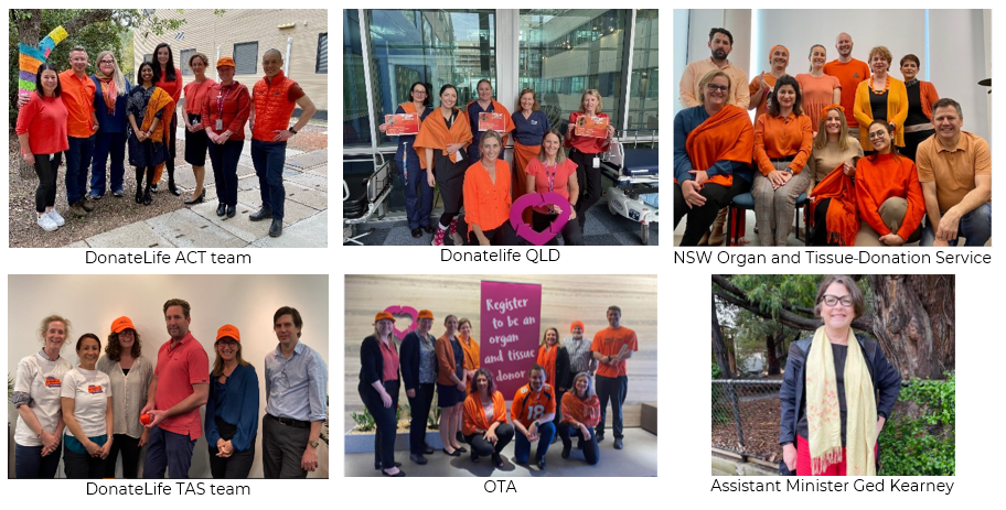 Photo gallery of DonateLife staff wearing orange for Saffron Day