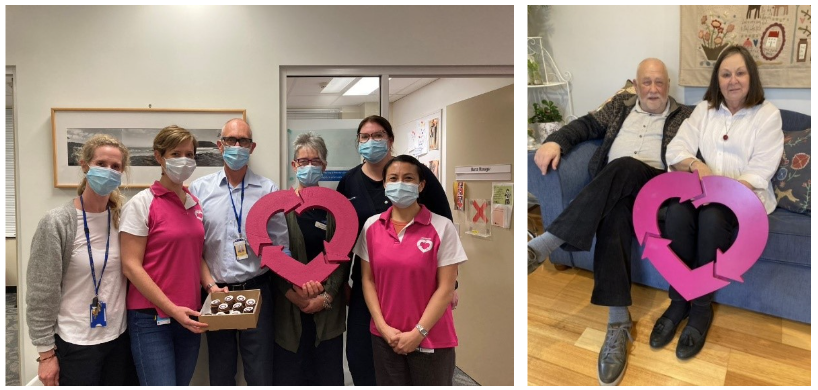 DonateLife Week cupcakes at the Royal Hobart Hospital (left), and David and Lorraine Willson (right)