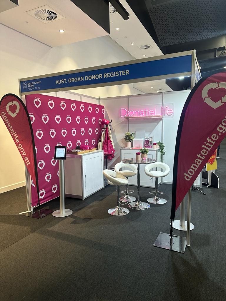 The DonateLife VIC stand at the Melbourne Royal Show. 