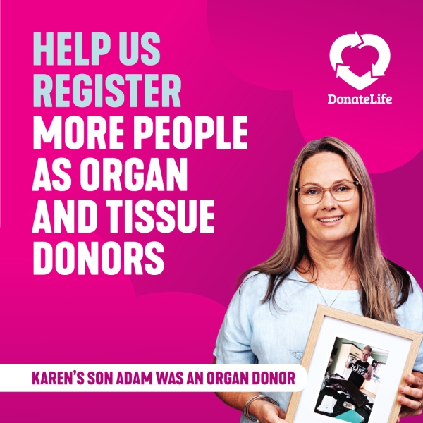 Social media tile - Help us register more people as organ and tissue donors