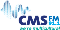 Canberra Multicultural Services logo with navy blue writing saying 'CMS' and 'we're multicultural' in teal writing